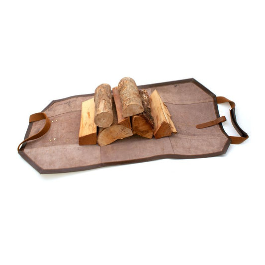 BonFeu Leather Log Bag open with logs