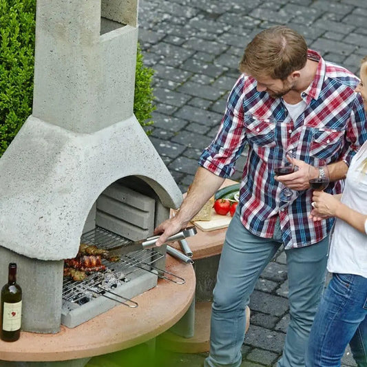 Buschbeck Carmen Masonry Barbecue with side table, lifestyle shot