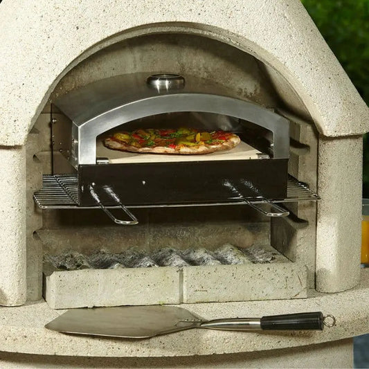 Buschbeck Outdoor Pizza Oven Insert fitted to masonry BBQ