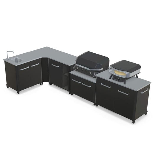 Cozze L-shaped outdoor kitchen with sink and Combo 800 grill