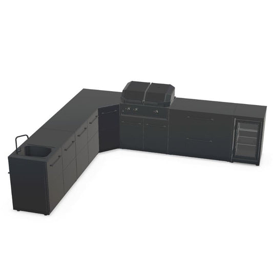 Cozze Elements L-shaped outdoor kitchen with grill, storage, fridge and sink, view 10