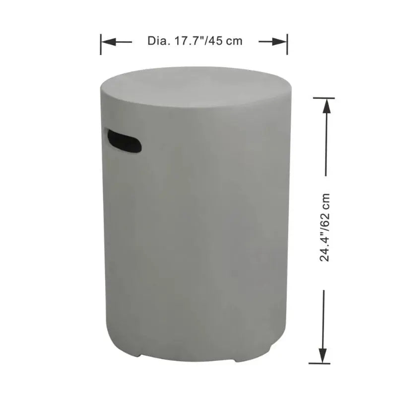 Elementi Fire Round Tank Cover Smooth Grey dimensions diagram