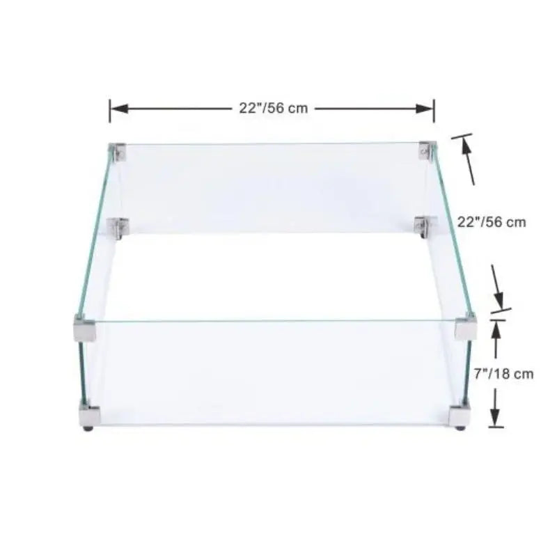 Elementi Fire Wind Screen Square Large dimensions diagram