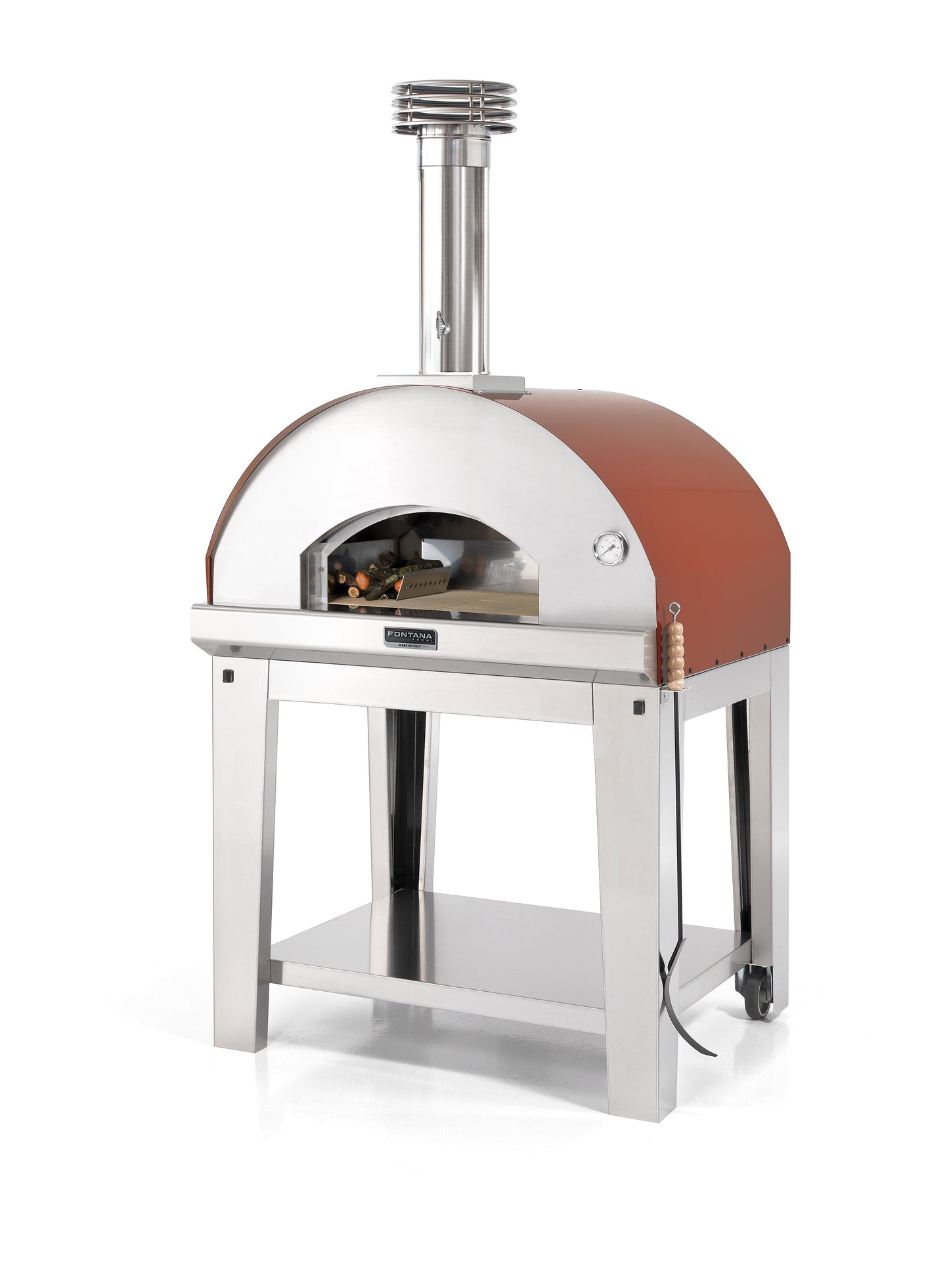 Fontana Mangiafuoco Wood Fired Pizza Oven Pro Bundle With Trolley Rosso