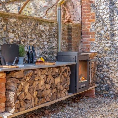 BBQube Grill and Heater in outdoor kitchen setup, alternate view