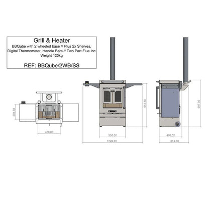 BBQube Grill & Heater with 2 Wheel Base