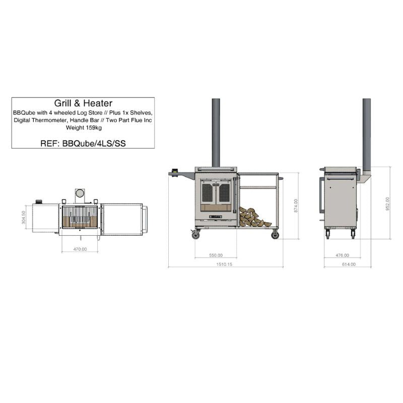 BBQube Grill & Heater with Log Store