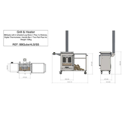 BBQube Grill & Heater with Log Store