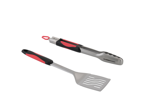 PRIMELINER Spatula & Tongs Set (Black/Red)