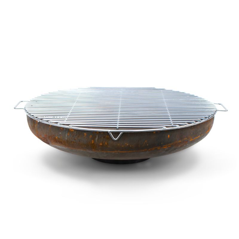 BonFeu Grill Full Circle fitted on a BonBowl fire pit