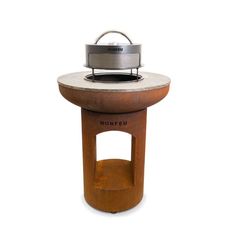 BonFeu BonPizza oven mounted on BonBiza fire pit