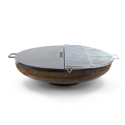 BonFeu Plancha and Grill Half Circles on a BonBowl fire pit