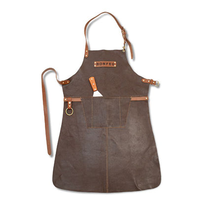 BonFeu Leather Apron with spatula in pocket