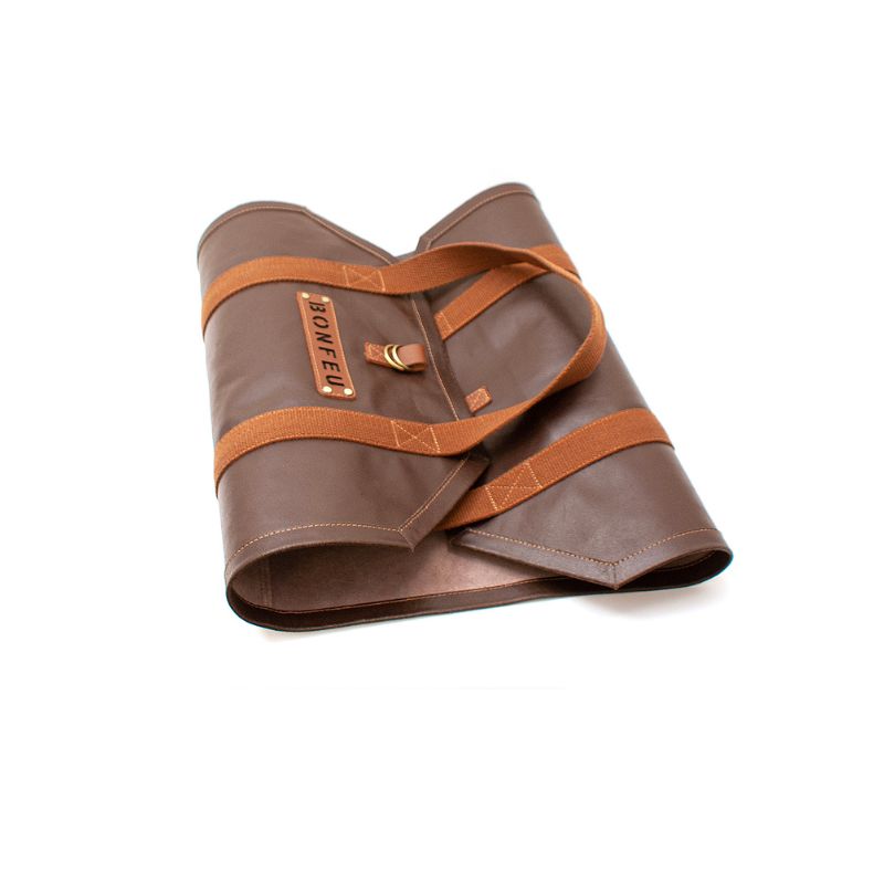 BonFeu Leather Log Bag closed, alternate view