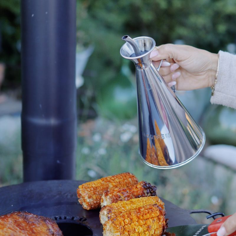 BonFeu Oil Can used while grilling corn