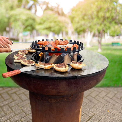 BonFeu Skewers Ring in use grilling kebabs