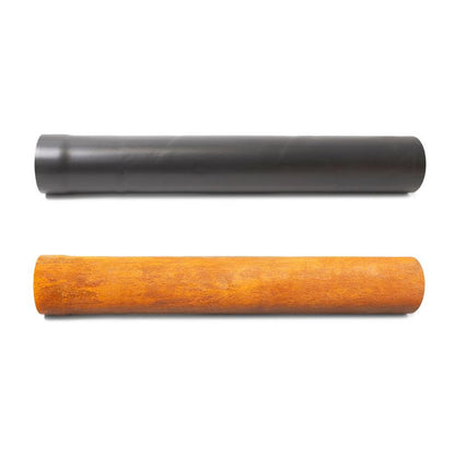 BonFeu Stove Extension Pipe in Corten and black steel side by side