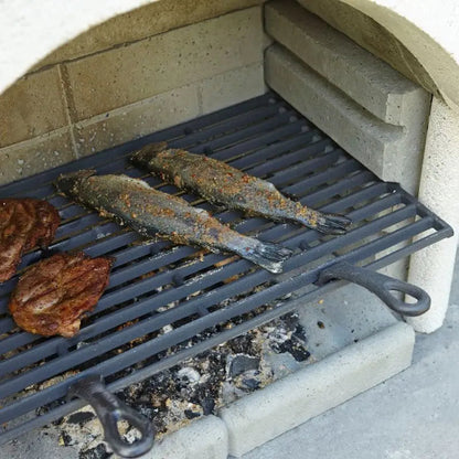 Buschbeck Cast Iron Cooking Grid with meat and fish