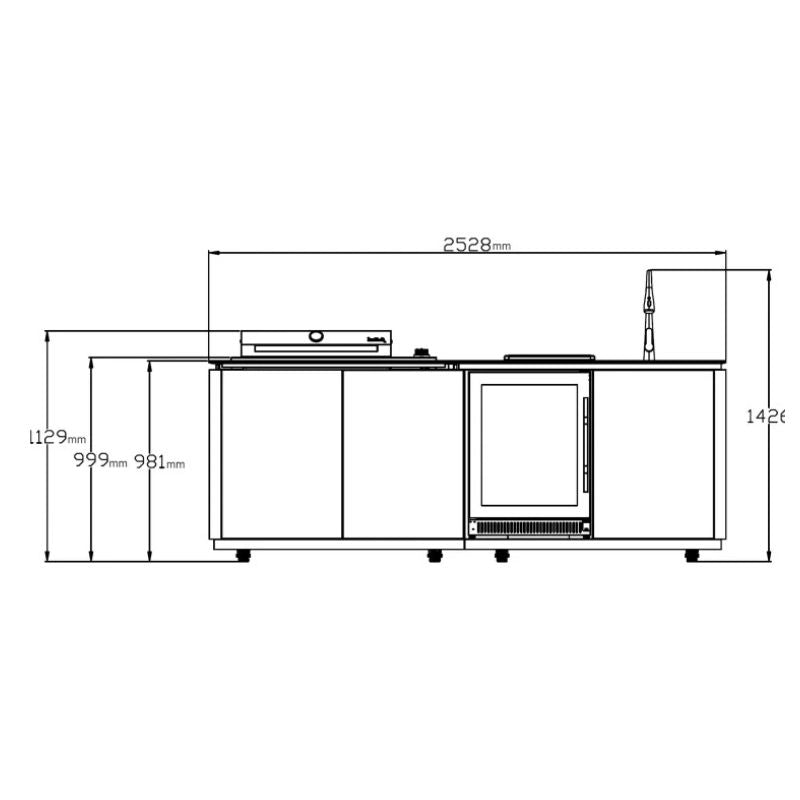 Buschbeck Derby Outdoor Kitchen Island dimensions, front view