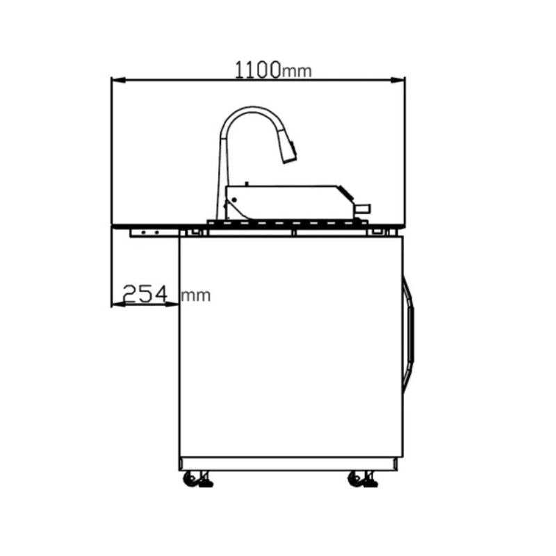 Buschbeck Derby Outdoor Kitchen Island dimensions, side view