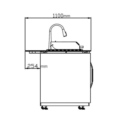 Buschbeck Derby Outdoor Kitchen Island dimensions, side view