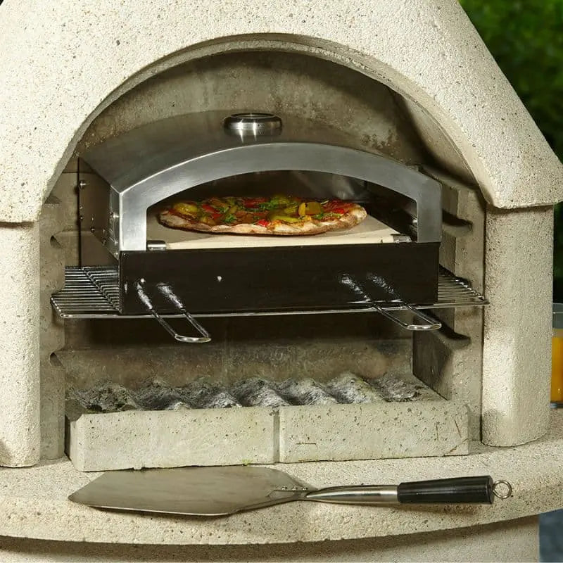 Buschbeck Outdoor Pizza Oven Insert fitted to masonry BBQ