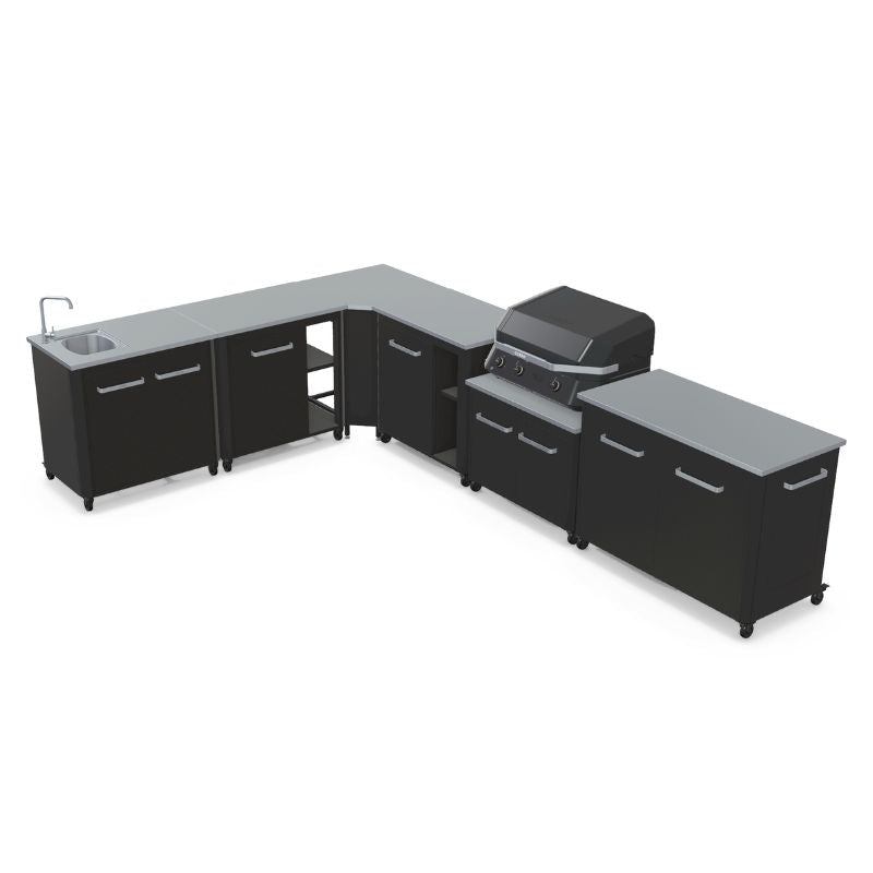 Cozze Modular Outdoor Kitchen - L Shaped, Gas Grill, Sink, Storage & Optional Pizza Oven