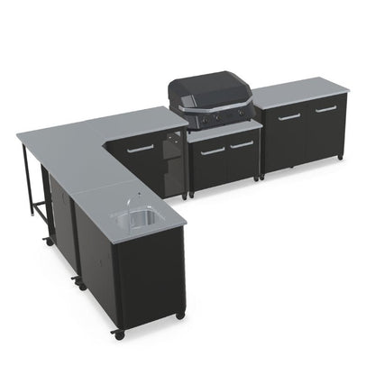 Cozze Modular Outdoor Kitchen - L Shaped, Gas Grill, Sink, Storage & Optional Pizza Oven