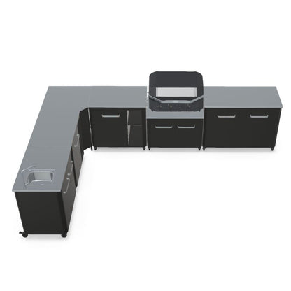Cozze Modular Outdoor Kitchen - L Shaped, Gas Grill, Sink, Storage & Optional Pizza Oven