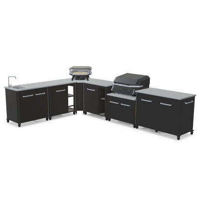 Cozze L-shaped outdoor kitchen with Premium Rotate pizza oven