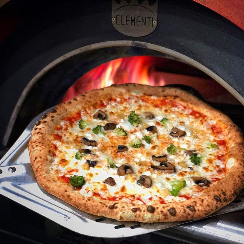 Clementi Family wood fired pizza oven, pizza close-up 2
