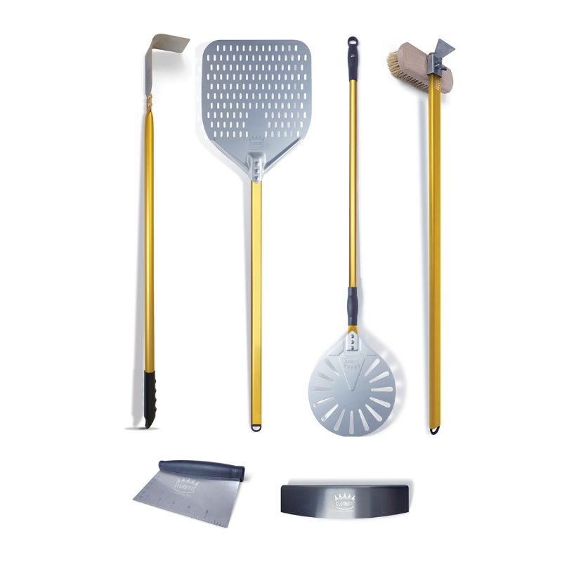 Clementi 6 part pizza oven accessory kit in gold finish