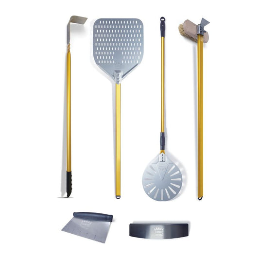 Clementi 6 part pizza oven accessory kit in gold finish