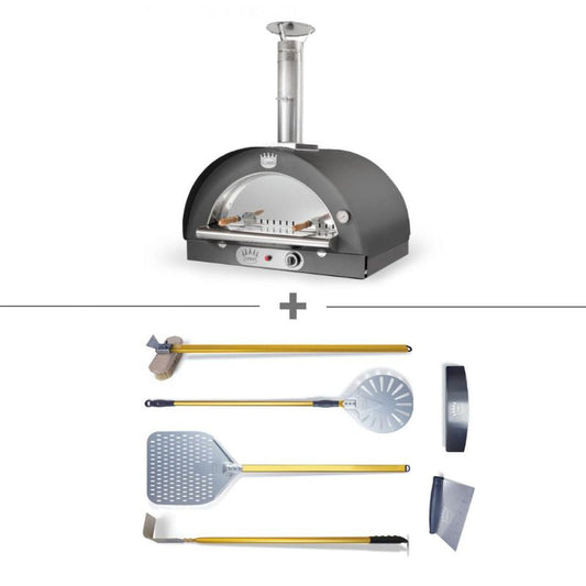 Clementi Pulcinella Dual Fuel Pizza Oven Bundle in anthracite