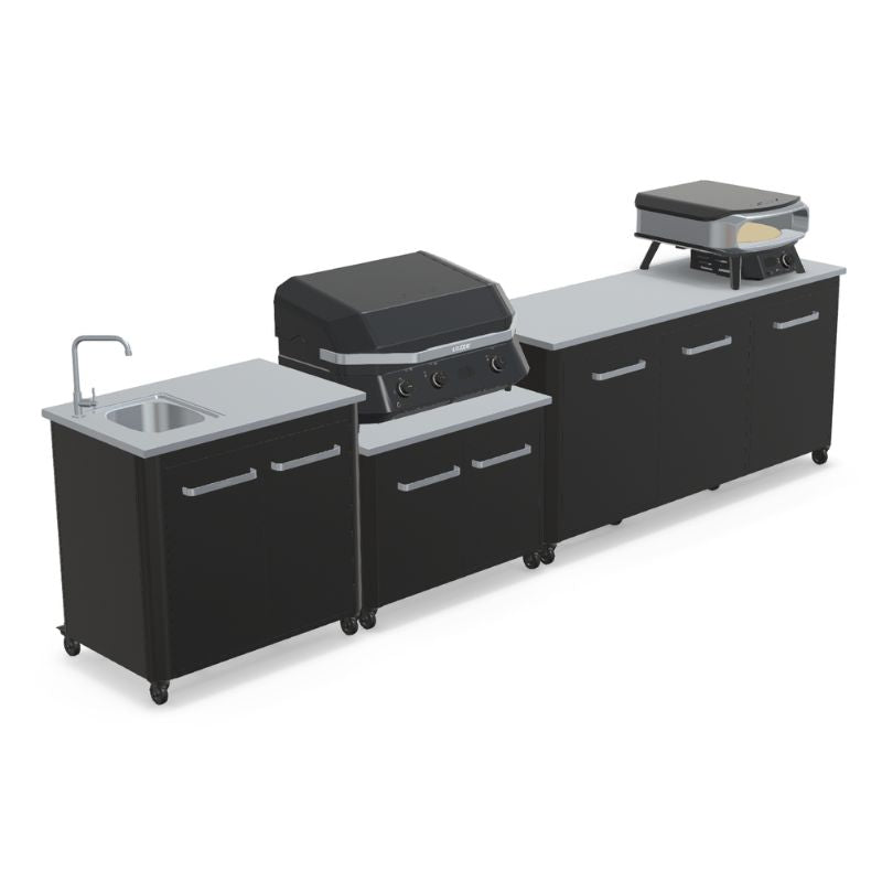 Cozze outdoor kitchen 180 with sink and G-800 Combo Plancha Grill, storage, view 3