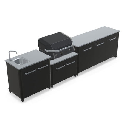 Cozze outdoor kitchen 180 with sink and G-800 Combo Plancha Grill, storage, view 5