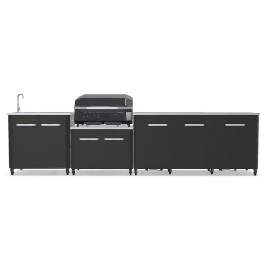 Cozze outdoor kitchen 180 with sink and G-800 Combo Plancha Grill, storage, view 6