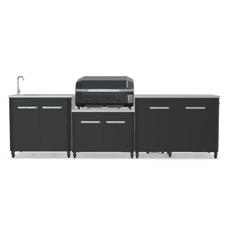 Cozze outdoor kitchen with sink and G-800 Combo Plancha Grill, storage, view 1