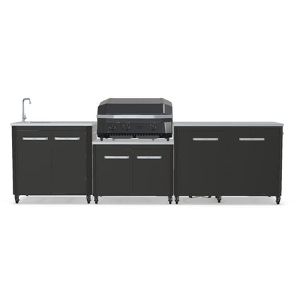 Cozze outdoor kitchen with sink and G-800 Combo Plancha Grill, storage, view 1