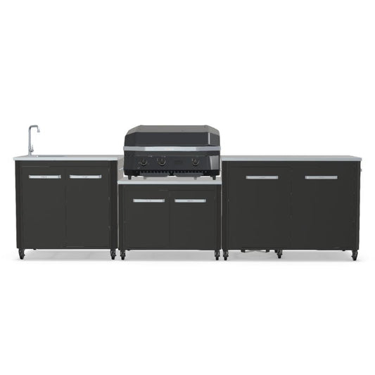 Cozze outdoor kitchen with sink and G-800 Combo Plancha Grill, storage, view 1