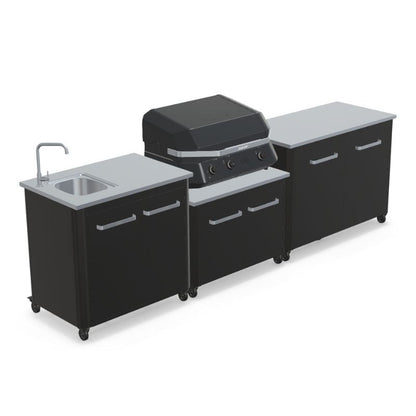 Cozze outdoor kitchen with sink and G-800 Combo Plancha Grill, storage, view 4