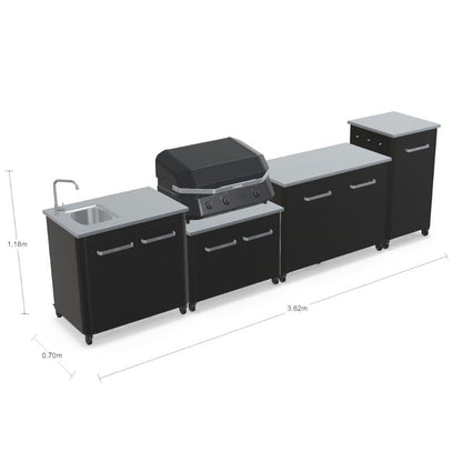 Cozze outdoor kitchen with sink, storage and tall unit, view 3