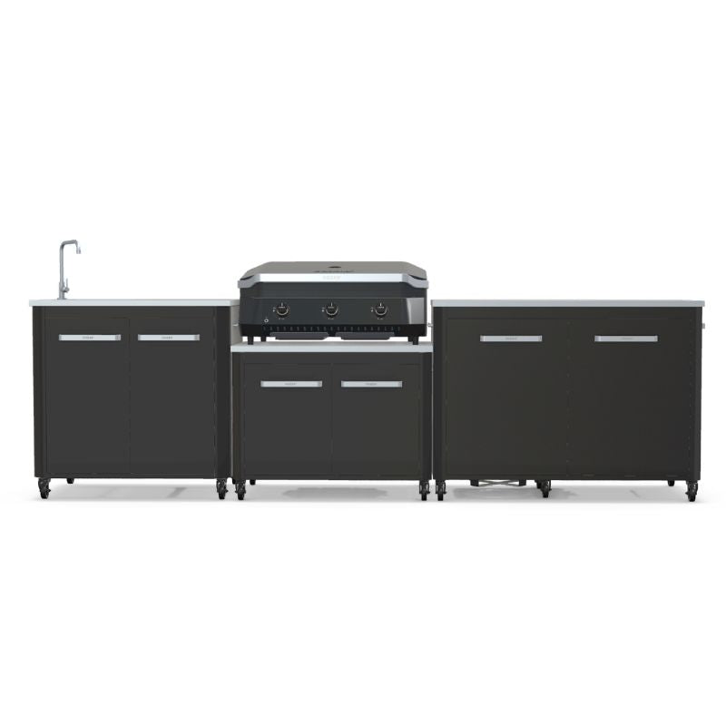 Cozze outdoor kitchen with sink and G-800 Plancha Grill, storage, view 1