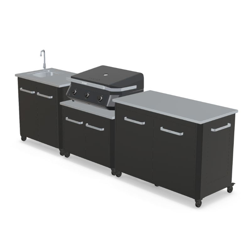 Cozze outdoor kitchen with sink and G-800 Plancha Grill, storage, view 2