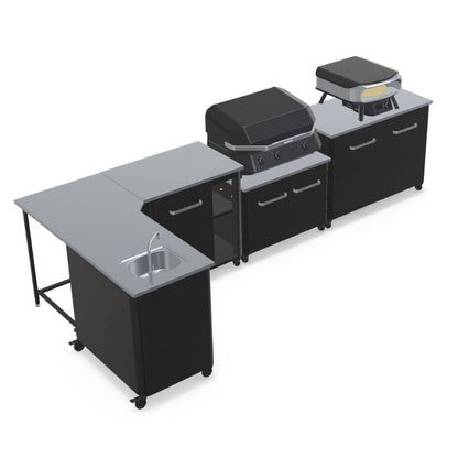 Cozze L-shaped outdoor kitchen with Premium Rotate pizza oven