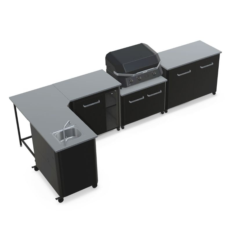 Cozze Modular Outdoor Kitchen - L Shaped with Gas Grill, Sink, Storage & Optional Pizza Oven
