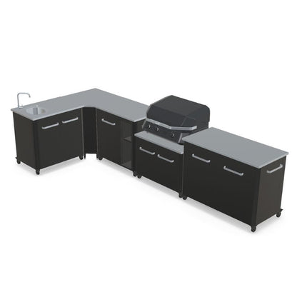 Cozze Modular Outdoor Kitchen - L Shaped with Gas Grill, Sink, Storage & Optional Pizza Oven