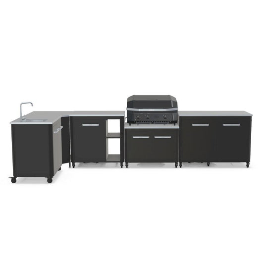 Cozze L-shaped outdoor kitchen with sink and Combo 800 grill, no pizza oven