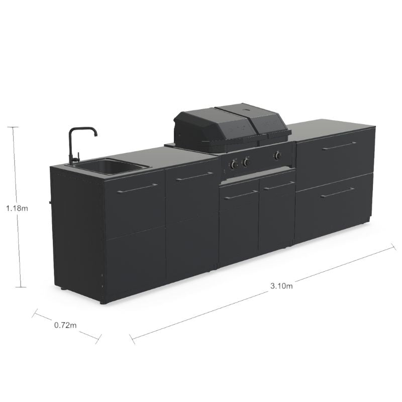 Cozze Elements outdoor kitchen with gas grill, storage and sink, view 4