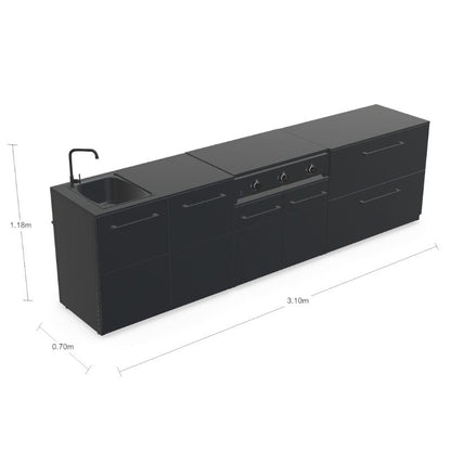 Cozze Elements Modular Outdoor Kitchen - Gas Grill, Storage & Sink